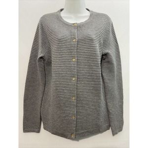 LANDS END Cotton Ribbed Cardigan Sweater Sz Small